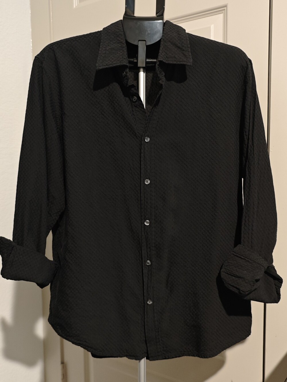 Hugo Boss Men's Slim-Fit Long-Sleeve Button-Down Shirt — Black Size XXL